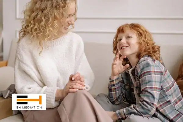 Happy mother and child after sorting child arrangements mediation Fordingbridge