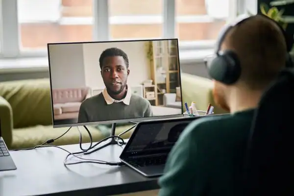 Man attending online mediation Fordingbridge MIAMS session